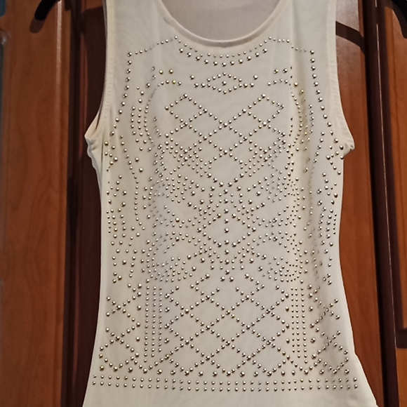 Charlotte Russe Leotard. Mesh. Small. Cream With Gold Rhinestones. - Picture 2 of 10